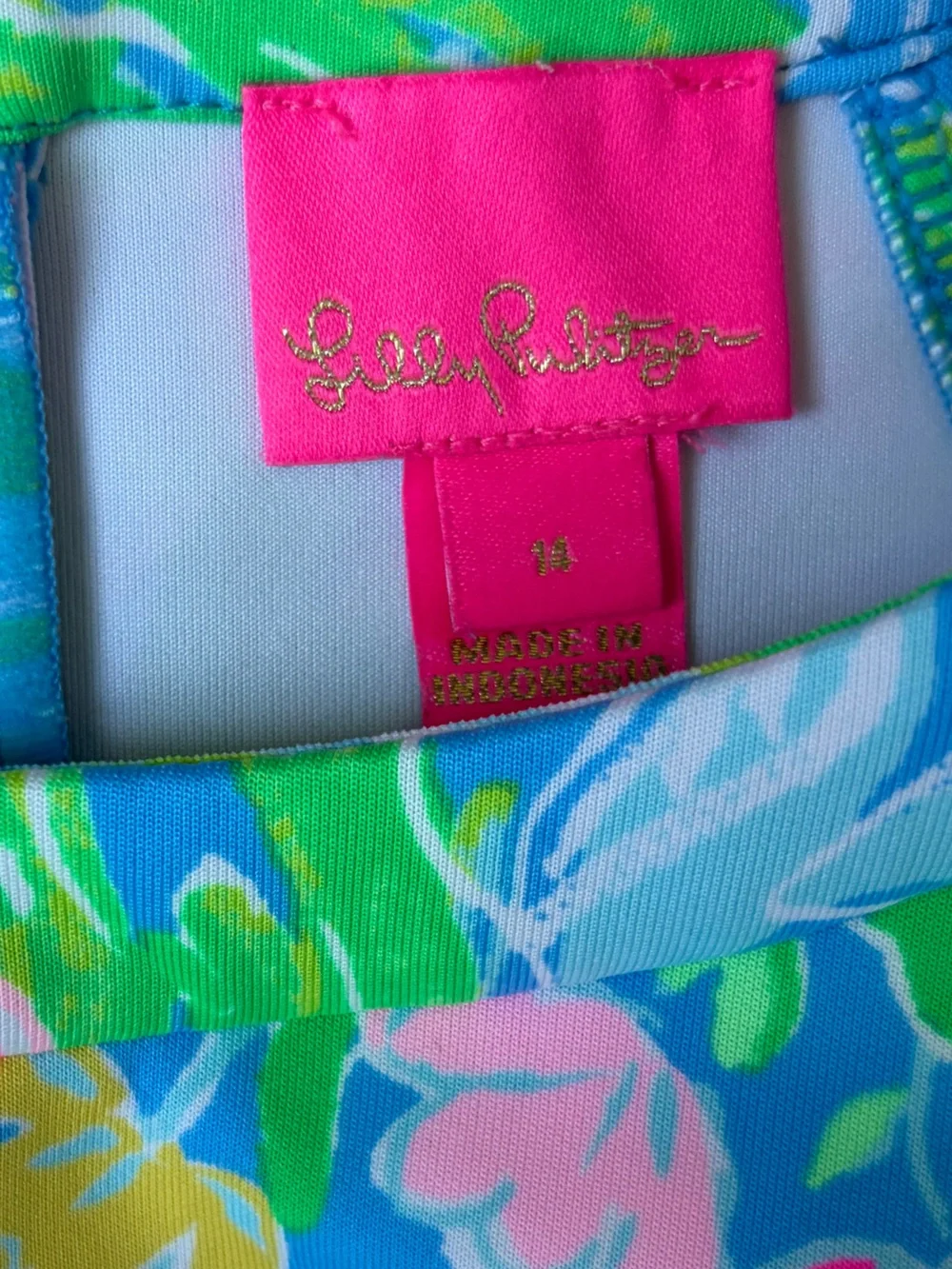 Lilly Pulizter Girls Floral Halter Dress - Pink & Blue Size 14
